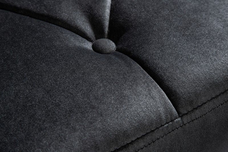 Canapé élégant MODERN BAROQUE 172cm velours noir acier inoxydable - 39160
