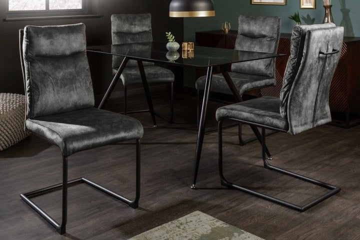 Chaise cantilever moderne COMFORT velours vert avec poignée confort - 41170