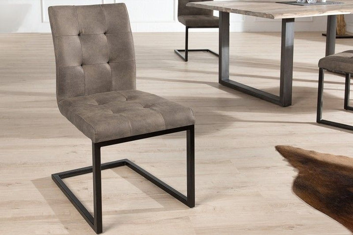 Chaise cantilever design OXFORD structure en fer taupe antique - 41380