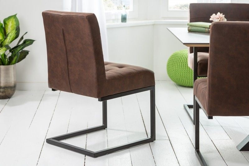 chaise cantilever industrielle RIDER marron vintage avec structure en métal - 40493
