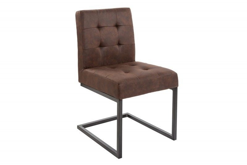 chaise cantilever industrielle RIDER marron vintage avec structure en métal - 40493