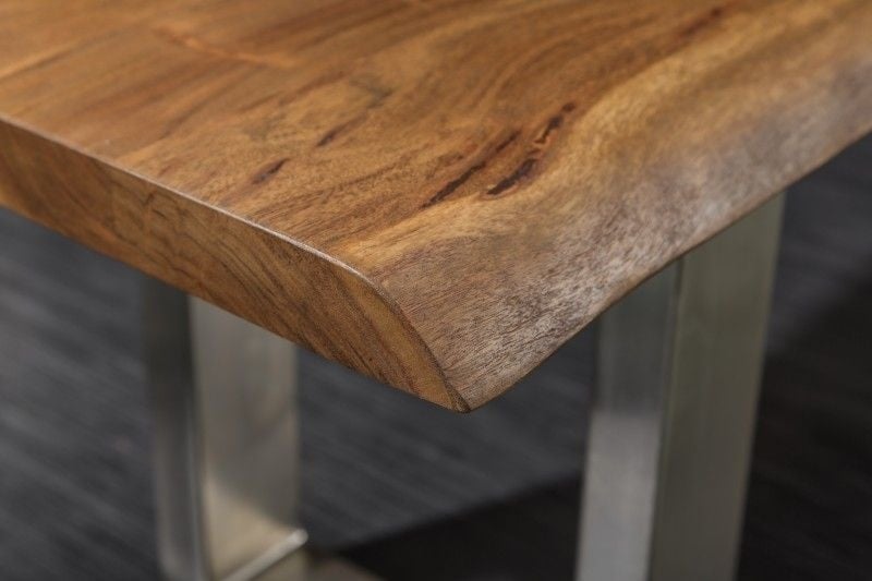 Banquette en tronc d'arbre massif MAMMUT NATURE 160cm Banquette en acacia industriel chic avec piètement luge - 35946