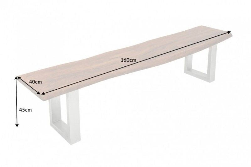 Banquette en tronc d'arbre massif MAMMUT NATURE 160cm Banquette en acacia industriel chic avec piètement luge - 35946