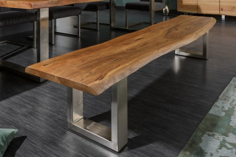 Banquette en tronc d'arbre massif MAMMUT NATURE 160cm Banquette en acacia industriel chic avec piètement luge - 35946