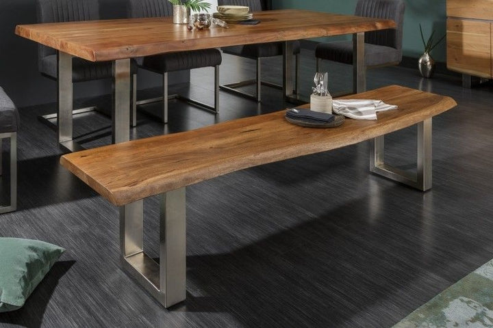 Banquette en tronc d'arbre massif MAMMUT NATURE 160cm Banquette en acacia industriel chic avec piètement luge - 35946
