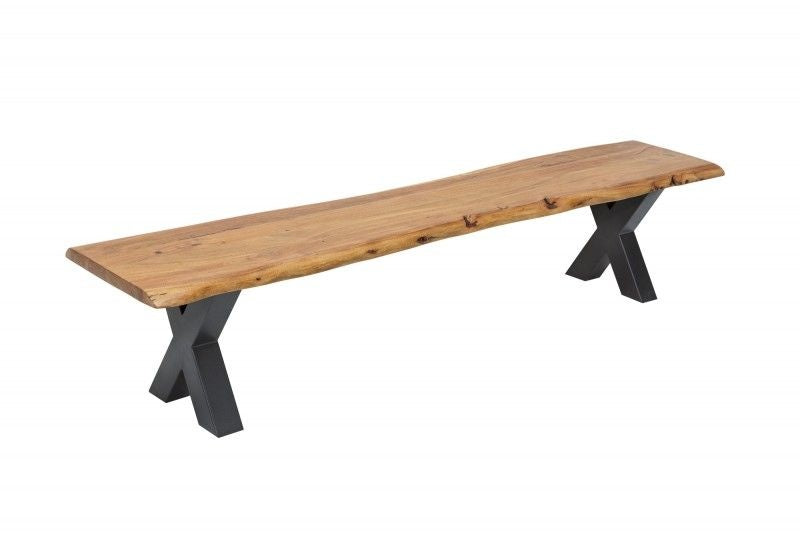 Banc en tronc d'arbre massif MAMMUT NATURE 160cm bois d'acacia plateau épaisseur 3,5cm - 38353