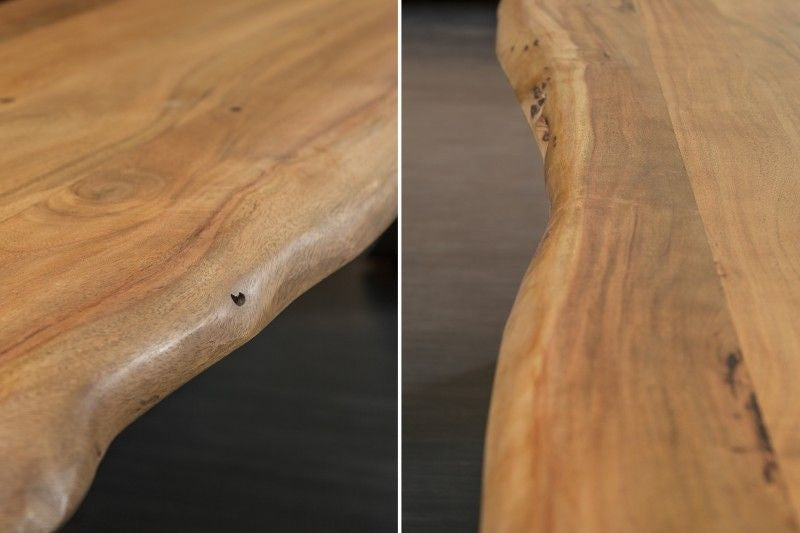 Banc en tronc d'arbre massif MAMMUT NATURE 160cm bois d'acacia plateau épaisseur 3,5cm - 38353