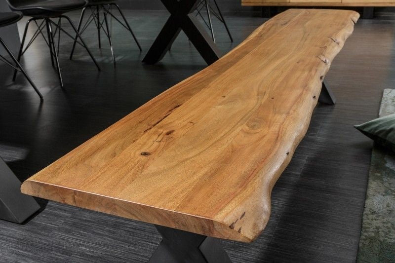 Banc en tronc d'arbre massif MAMMUT NATURE 160cm bois d'acacia plateau épaisseur 3,5cm - 38353
