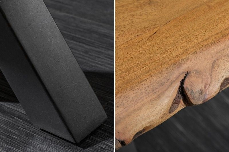Banc en tronc d'arbre massif MAMMUT NATURE 160cm bois d'acacia plateau épaisseur 3,5cm - 38353