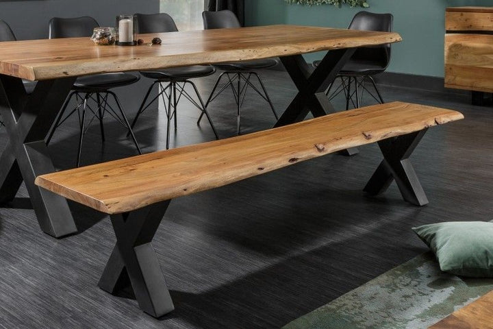 Banc en tronc d'arbre massif MAMMUT NATURE 160cm bois d'acacia plateau épaisseur 3,5cm - 38353