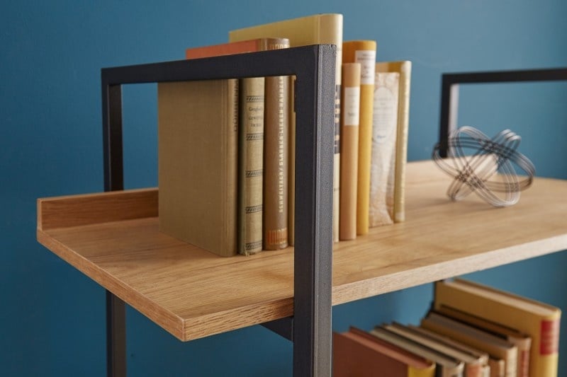 bibliothèque industrielle FACTORY 166cm aspect chêne avec structure en métal - 39705
