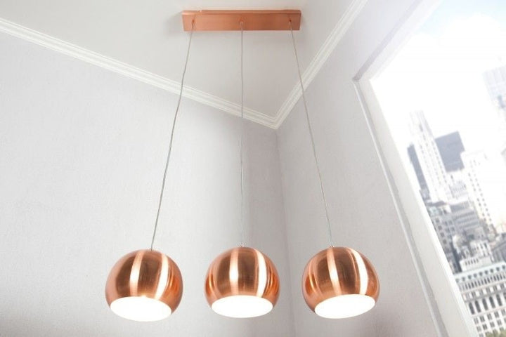 Lampe à suspension moderne 3 pièces COPPER BALL Lampe à suspension en cuivre réglable en hauteur - 22975