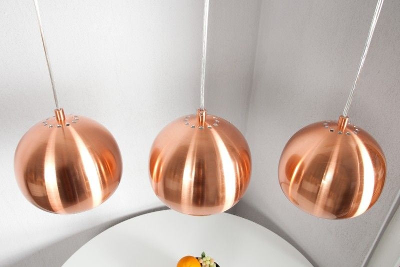 Lampe à suspension moderne 3 pièces COPPER BALL Lampe à suspension en cuivre réglable en hauteur - 22975