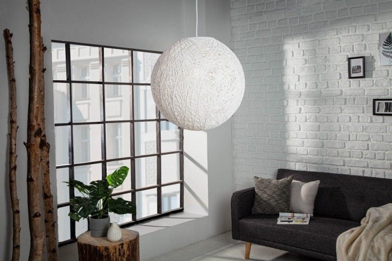 Lampe à suspension filigrane COCOONING L 45cm boule lumineuse blanche - 11012