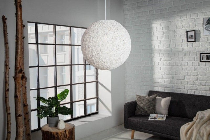 Lampe à suspension filigrane COCOONING L 45cm boule lumineuse blanche - 11012