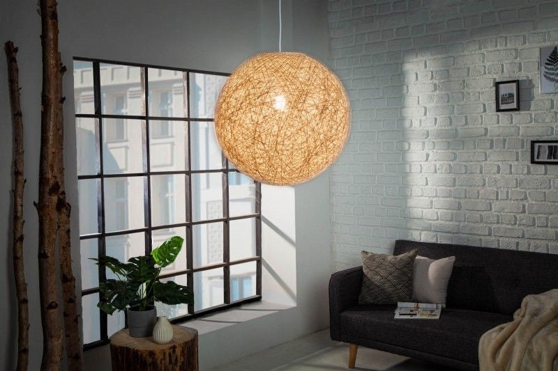 Lampe à suspension filigrane COCOONING L 45cm boule lumineuse blanche - 11012