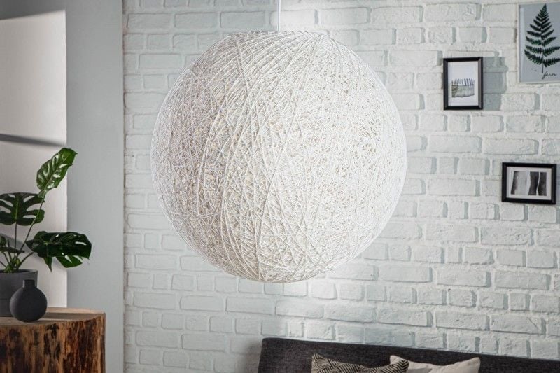 Lampe à suspension filigrane COCOONING L 45cm boule lumineuse blanche - 11012