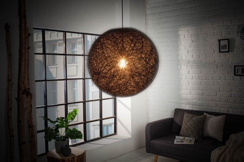 Lampe à suspension filigrane COCOONING L 45cm boule lumineuse noire - 11013