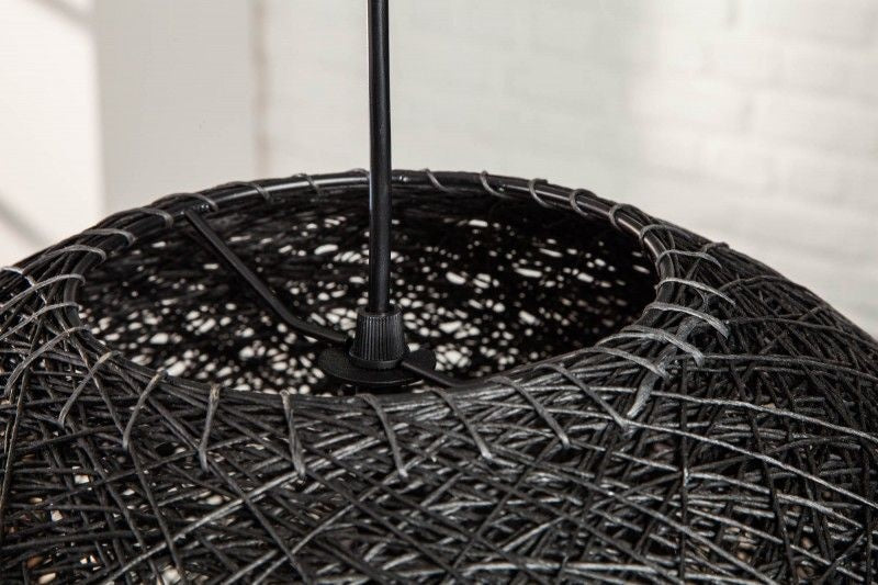 Lampe à suspension filigrane COCOONING L 45cm boule lumineuse noire - 11013