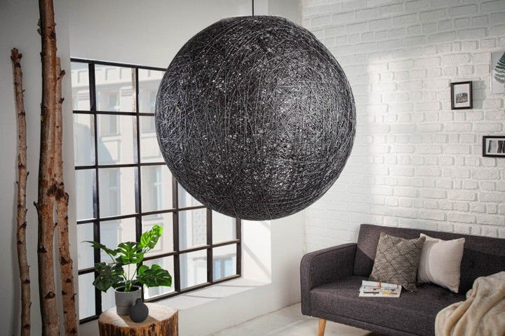Lampe à suspension filigrane COCOONING XL 60cm boule lumineuse noire - 11015
