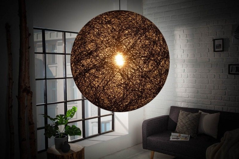 Lampe à suspension filigrane COCOONING XL 60cm boule lumineuse noire - 11015