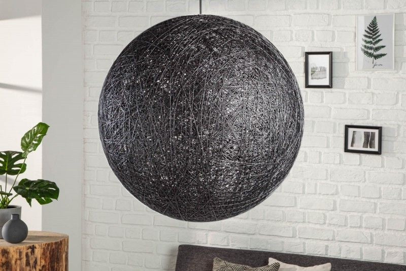 Lampe à suspension filigrane COCOONING XL 60cm boule lumineuse noire - 11015