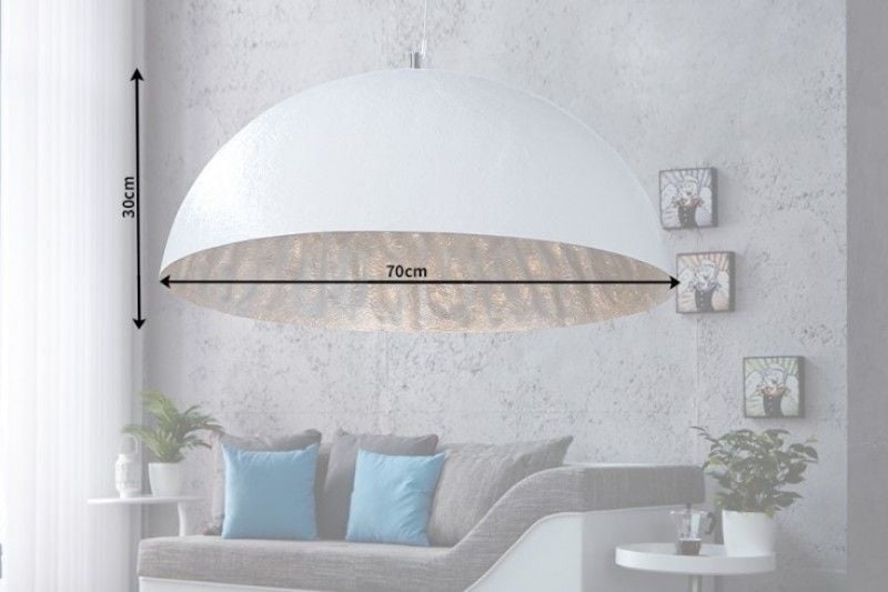 Lampe à suspension design élégante GLOW 70cm lampe à suspension blanc argent - 10723