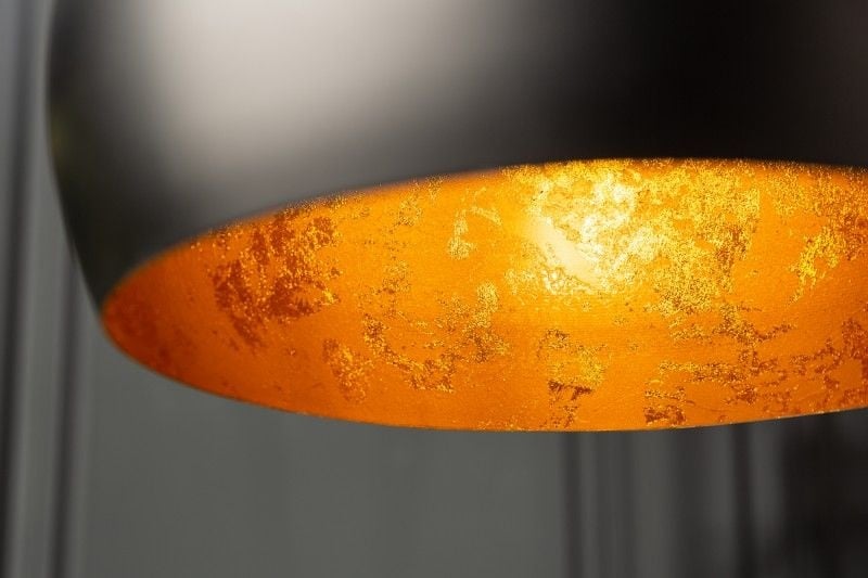 Lampe à suspension élégante BLACK GOLDEN BALL 30cm noire aspect feuille d'or - 41320