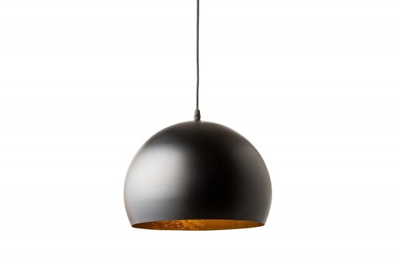 Lampe à suspension élégante BLACK GOLDEN BALL 30cm noire aspect feuille d'or - 41320