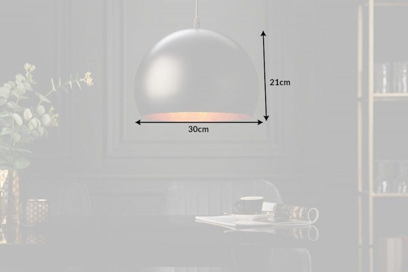 Lampe à suspension élégante BLACK GOLDEN BALL 30cm noire aspect feuille d'or - 41320