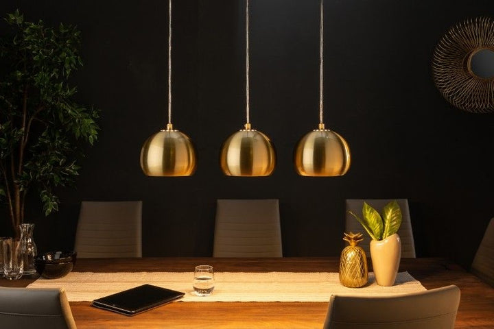 Lampe à suspension triple moderne GOLDEN BALL lampe à suspension dorée réglable en hauteur - 39440