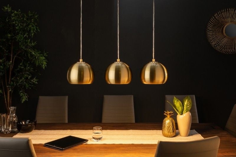 Lampe à suspension triple moderne GOLDEN BALL lampe à suspension dorée réglable en hauteur - 39440