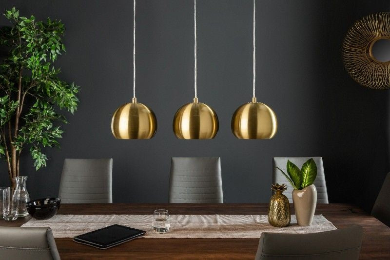 Lampe à suspension triple moderne GOLDEN BALL lampe à suspension dorée réglable en hauteur - 39440