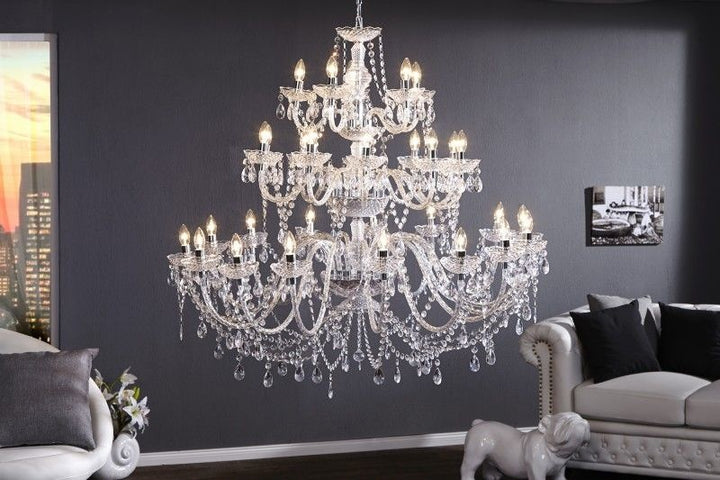 Lustre design CRYSTAL XXL 120cm lampe cristal acrylique transparent 30 bras - 1714