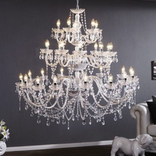 Lustre design CRYSTAL XXL 120cm lampe cristal acrylique transparent 30 bras - 1714