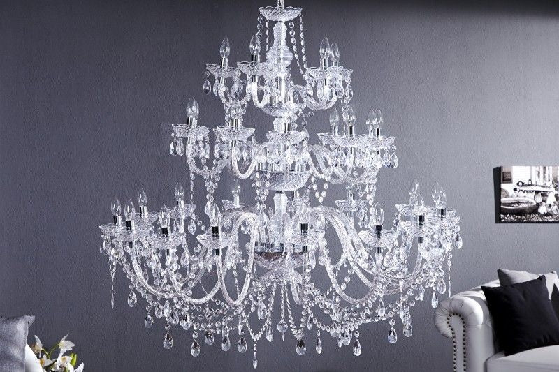 Lustre design CRYSTAL XXL 120cm lampe cristal acrylique transparent 30 bras - 1714
