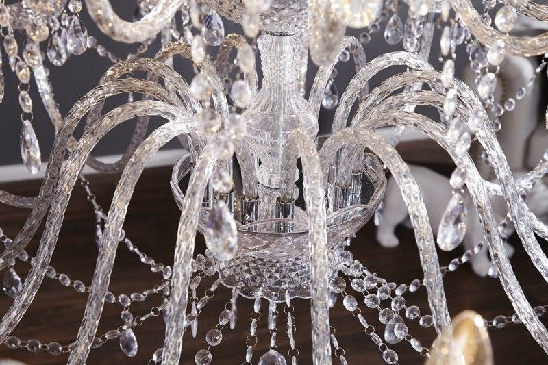 Lustre design CRYSTAL XXL 120cm lampe cristal acrylique transparent 30 bras - 1714