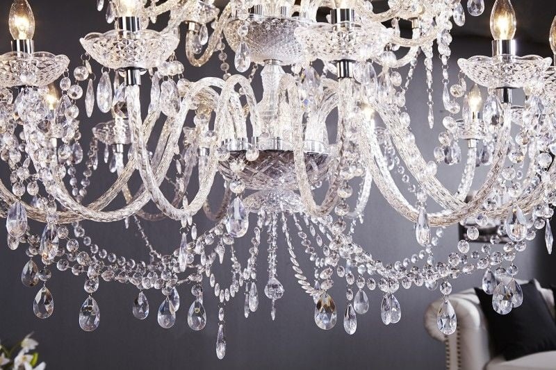 Lustre design CRYSTAL XXL 120cm lampe cristal acrylique transparent 30 bras - 1714