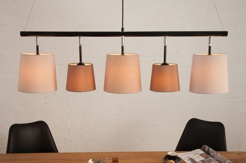 Lampe à suspension design LEVELS 100cm abat-jour en lin marron beige Design par KARE - 38826