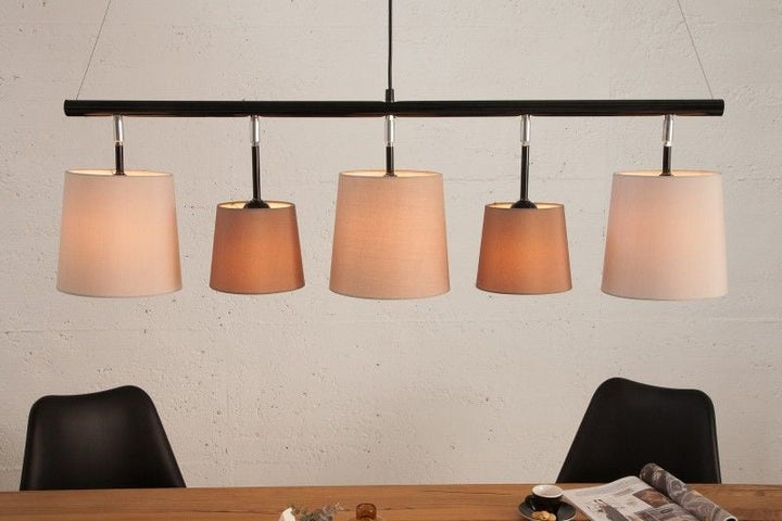 Lampe à suspension design LEVELS 100cm abat-jour en lin marron beige Design par KARE - 38826