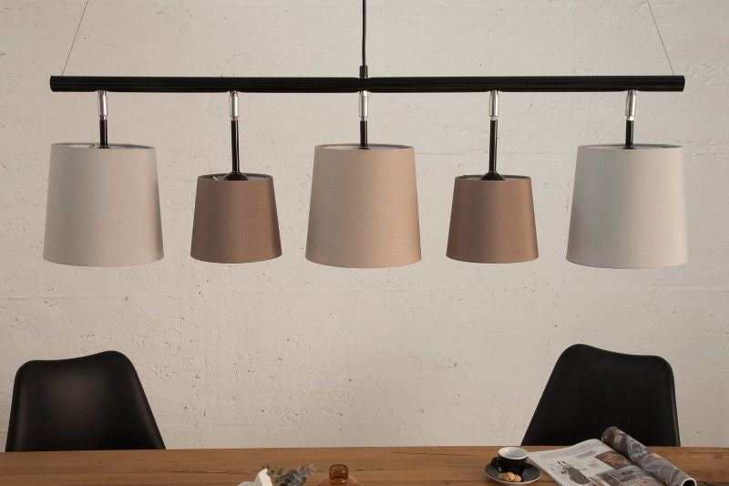 Lampe à suspension design LEVELS 100cm abat-jour en lin marron beige Design par KARE - 38826