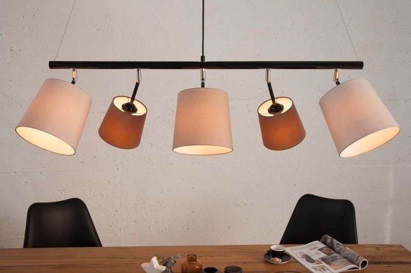 Lampe à suspension design LEVELS 100cm abat-jour en lin marron beige Design par KARE - 38826