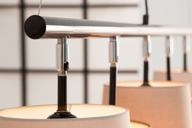 Lampe à suspension design LEVELS 100cm abat-jour en lin marron beige Design par KARE - 38826