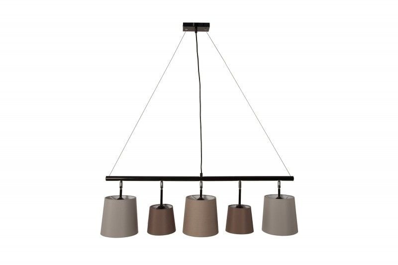 Lampe à suspension design LEVELS 100cm abat-jour en lin marron beige Design par KARE - 38826