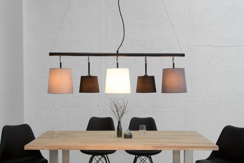 Lampe à suspension design LEVELS 100cm abat-jour en lin gris noir Design by KARE - 37741