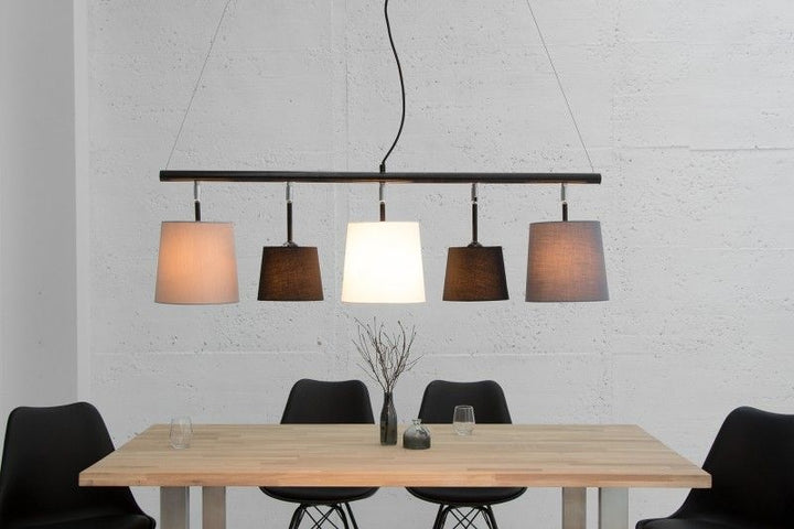 Lampe à suspension design LEVELS 100cm abat-jour en lin gris noir Design by KARE - 37741