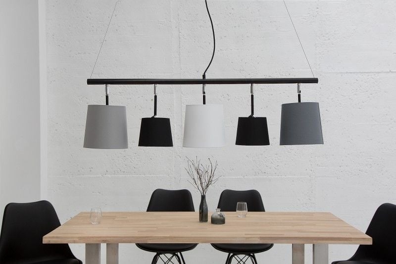 Lampe à suspension design LEVELS 100cm abat-jour en lin gris noir Design by KARE - 37741