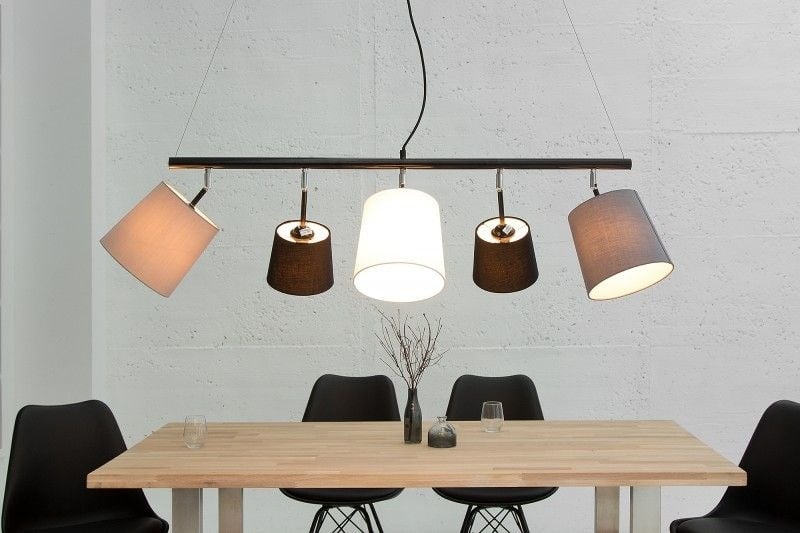 Lampe à suspension design LEVELS 100cm abat-jour en lin gris noir Design by KARE - 37741