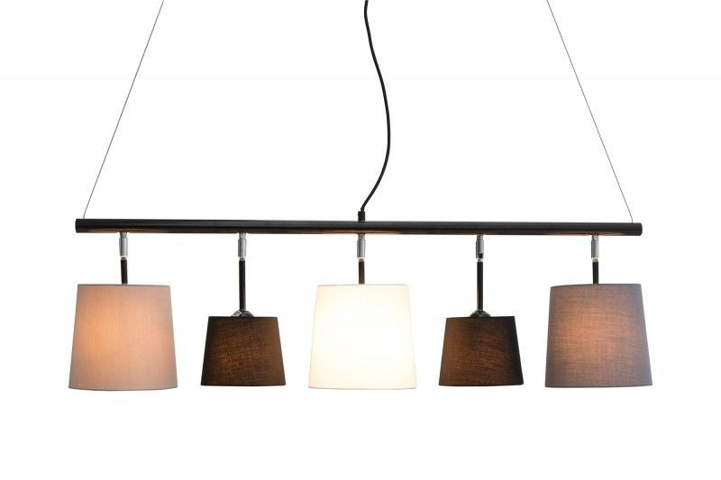 Lampe à suspension design LEVELS 100cm abat-jour en lin gris noir Design by KARE - 37741