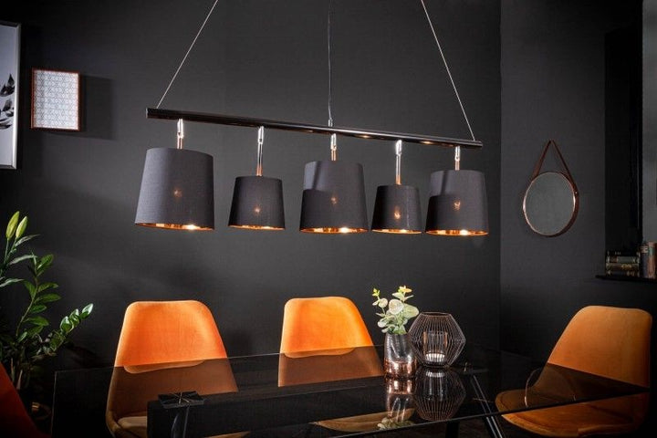 Lampe à suspension élégante LEVELS 100cm lampe à suspension en or noir avec abat-jour en lin - 40037
